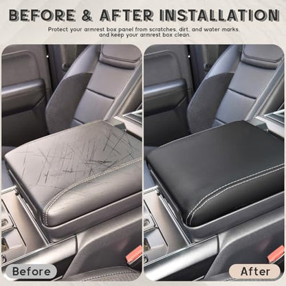 ramuel Center Console Armrest Cover for Ford F150 F-150 2021-2025 | Only fit for Work Surface Console,Anti-Scratch ， Non-Slip ， PU Leather ，Easy Install - size: for F150 F-150 14th GenJump Seat Console