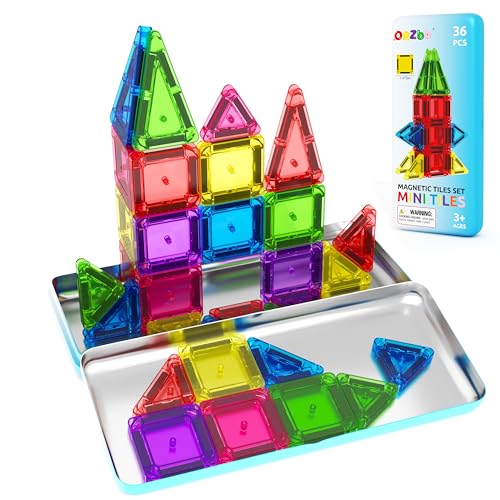 Magnetic Tiles Mini Travel Toddler Set, Magnetic Blocks Building Kids Toys & Games, Montessori Preschool Classroom Must Haves Educational Learning Sensory Toys for 3+ Year Old Boys Girls Birthday Gift - color: Color-5