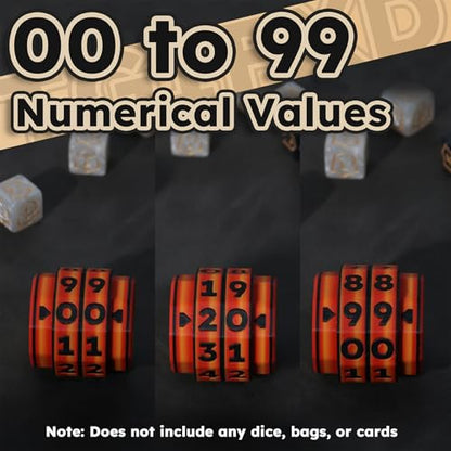 Life Counter Wheel 0 to 99 Value Range for Card Game, Counter Wheel for Value Tracking, Stable Mechanical Design Life Tracker with Clear Numbers for Board Game (Orange)