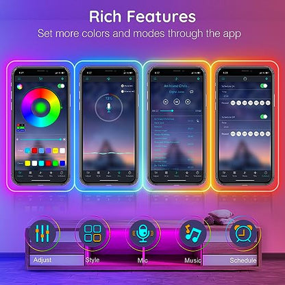 200 FT neon Rope Light, Bendable LED Rope Light, Multi-Mode Rope Light, IP65 Outdoor RGB LED neon Waterproof Light, Music Synchronized Game LED neon Light Strip for Bedroom Decoration