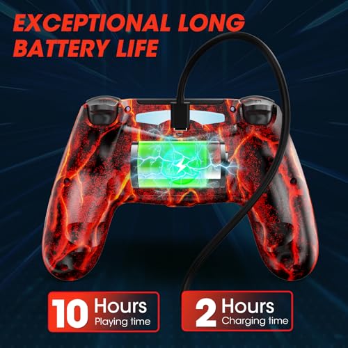 citnh Wireless Controller for PS4,compatible with ps4/slim/pro and windows pc 6-Axis Gyro/Multi Touch Pad/3.5mm Audio Jack/800mAh Battery and Speaker (Magma Red) - color: Red
