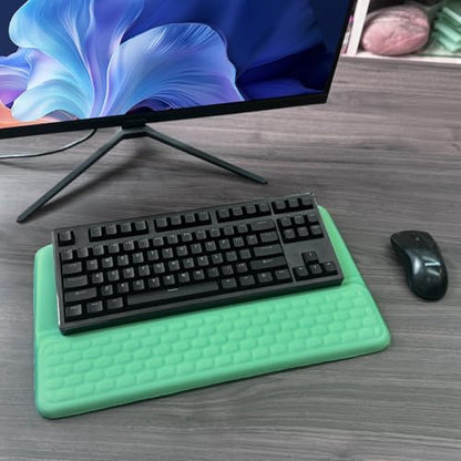 Computer Keyboard Stand with Wrist Rest, Ergonomic Tilted Keyboard Holder - Keyboard Riser with Wrist Pad - Keyboard Tray Support for Office Home - Green - color: Keyboard Stand - Green