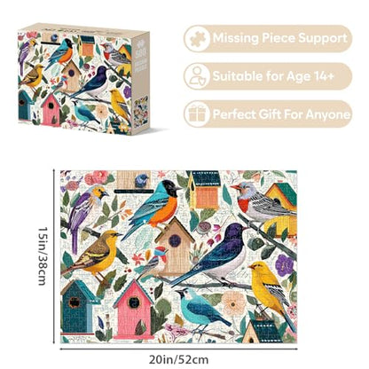 500 Pieces Puzzle for Adults,Colorful Birds Birdhouses Puzzle,Recycled Cardboard Animal Jigsaw Puzzles 500 Pieces,Challenging Puzzles Family Game Birthday Party Gift Toy for Teens Seniors 20.5 * 15in - style: Birdhouses Puzzle