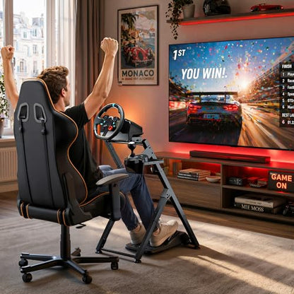 ARES WING Foldable Sim Racing Wheel Stand, Compact Racing Simulator Cockpit | Sim Racing Cockpit Compatible with Logitech G29 G920 G923, Fanatec, Thrustmaster, Moza, Simagic, Racing Games Equipment - size: Stand