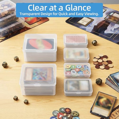 neotidy Playing Card Storage Box Set of 6, Clear Plastic Playing Card Cases Organizer with Snap Lid, Mixed Sizes Card Game Storage for UN* Cards, Standard Decks, Trading Cards, Card Game Holder Case