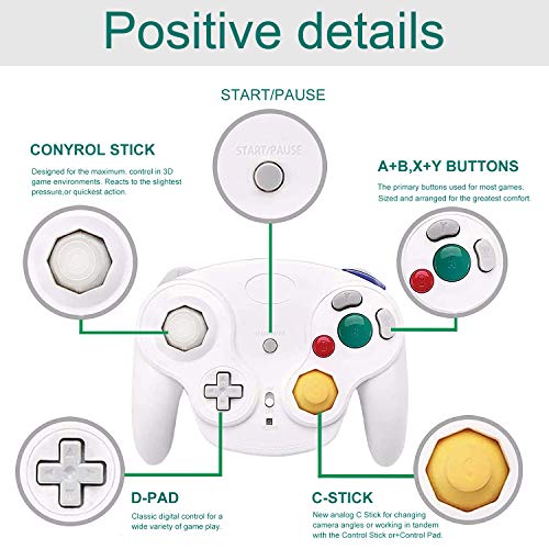 TOOPONE Wireless Gamecube Controllers, Classic Wavebird Wireless Wii Controller Remote Gamepad Joystick for Nintendo Gamecube & Wii (Black and White)