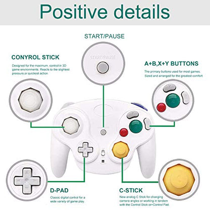 TOOPONE Wireless Gamecube Controllers, Classic Wavebird Wireless Wii Controller Remote Gamepad Joystick for Nintendo Gamecube & Wii (Black and White)