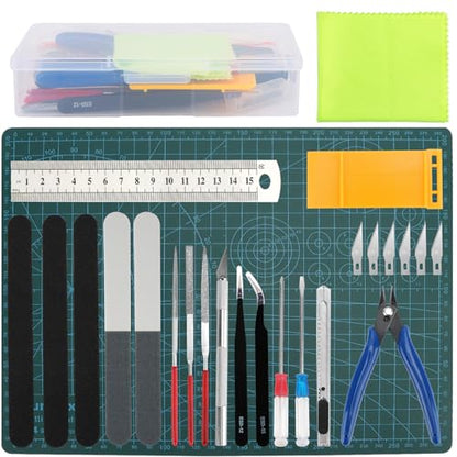 Professional 25PCS Gundam Model Tools Kit Hobby Building Tools Craft Set Gundam Modeler Basic Tools for Basic Model Building, Repairing and Fixing - color: 25pcs