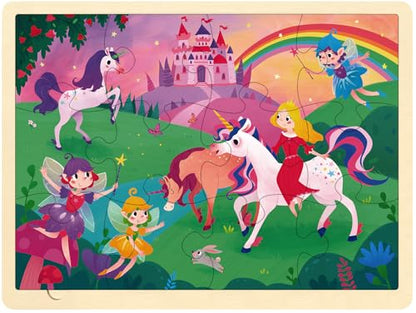 Wooden Puzzles for Kids Ages 3-5, 12 Piece Puzzle for 3 Year Old Fairy Princess, Preschool Toddler Puzzles for 3 4 5 Year Old with Picture Underneath