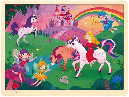 Wooden Puzzles for Kids Ages 3-5, 12 Piece Puzzle for 3 Year Old Fairy Princess, Preschool Toddler Puzzles for 3 4 5 Year Old with Picture Underneath