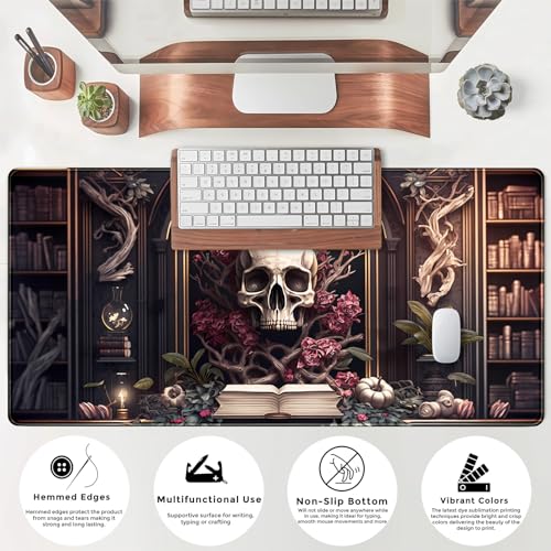 CYZFF Gothic Large Mouse Pad XXL Desk Pad Gaming Mousepad Extended Keyboard Mat 31.5 x 15.7 in Black Fabric with Lycra Surface and Rubber Base - color: A Goth Black