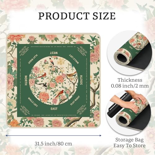 Swallow Mahjong Table Mat, Non-Slip Noise Reduction Mah Jong Mat with Carrying Bag, Game Table Cover for Mahjongs Poker Card, Festival Birthday Gift for Mahjong Lovers, 31x 31In - color: Swallow