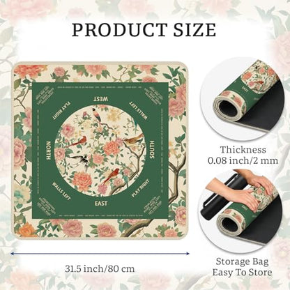 Swallow Mahjong Table Mat, Non-Slip Noise Reduction Mah Jong Mat with Carrying Bag, Game Table Cover for Mahjongs Poker Card, Festival Birthday Gift for Mahjong Lovers, 31x 31In - color: Swallow
