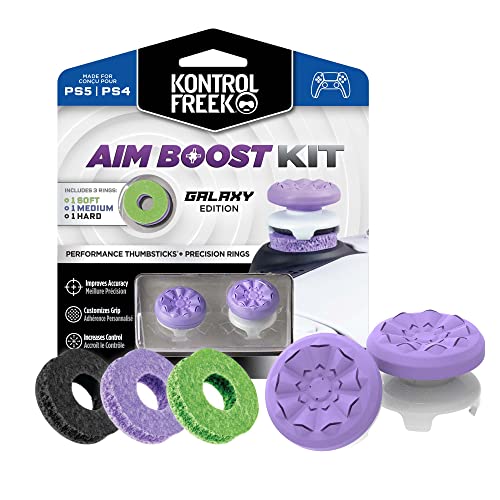 KontrolFreek Aim Boost Kit for PlayStation 5 (PS5) and PlayStation 4 (PS4) Controller | Includes Performance Thumbsticks and Precision Rings | Galaxy Edition - color: Purple