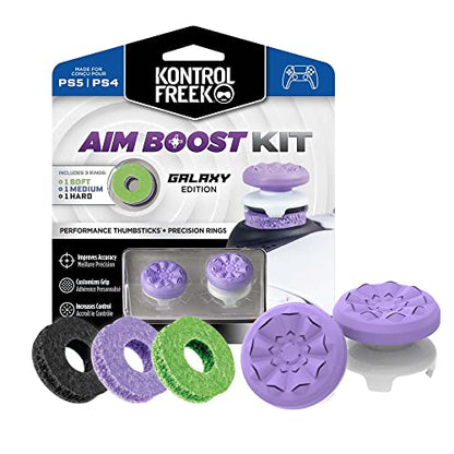 KontrolFreek Aim Boost Kit for PlayStation 5 (PS5) and PlayStation 4 (PS4) Controller | Includes Performance Thumbsticks and Precision Rings | Galaxy Edition - color: Purple