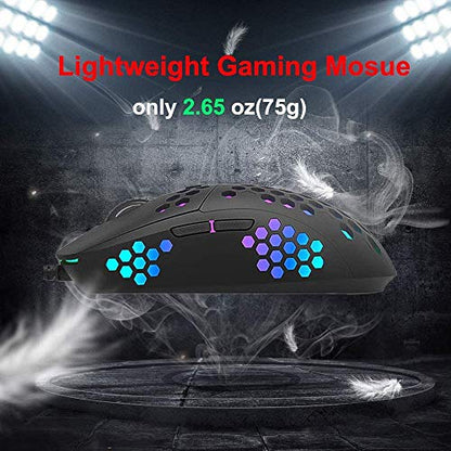 MARVO Lightweight Gaming Mouse Wired, RGB Backlit Mice with Lightweight Honeycomb Shell , Pixart 3327 12000 DPI Optical Sensor, Ultraweave Cable Mouse for Windows PC Gamers (Black)