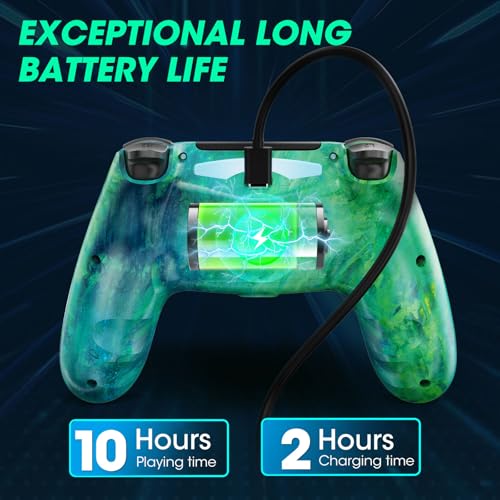 citnh Wireless Controller for PS4,compatible with ps4/slim/pro and windows pc 6-Axis Gyro/Multi Touch Pad/3.5mm Audio Jack/800mAh Battery and Speaker (Aurora Green) - color: Green