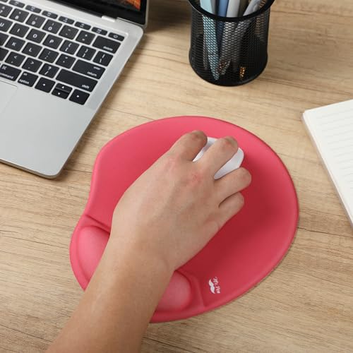Mr. Pen- Ergonomic Mouse Pad with Wrist Rest | Red Breathable Fabric with Memory Foam Cushion, Non-Slip Rubber Base, Gel Mouse Pad with Wrist Support - color: Red