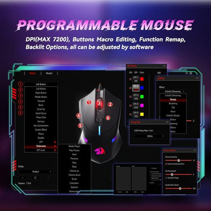 Redragon Updated Programmable Gaming Keyboard and Mouse, RGB Backlit Keyboard Mouse with Software, Independent Macro Record Keys, Value Combo Set, White - S101-3 PRO - color: White