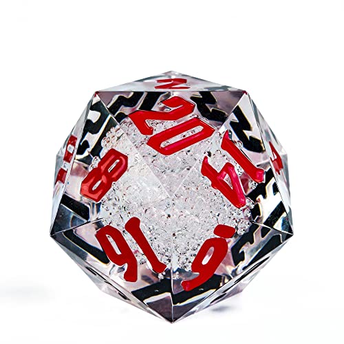 55mm 20 Sided DND Dice, Giant D20 D&D Polyhedral Dice Large D20 with Die Gift Box for Dungeons and Dragons, RPG Table Games (Transparent Bubbles-RB) - color: Transparent Bubbles-rb