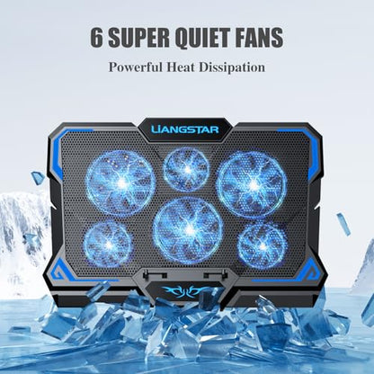 Laptop Cooling Pad, Laptop Cooler with 6 Quiet Led Fans for 15.6-17 Inch Laptop Cooling Fan Stand, Portable Ultra Slim USB Powered Gaming Laptop Cooling Pad, Switch Control Fan Speed Function - color: Blue