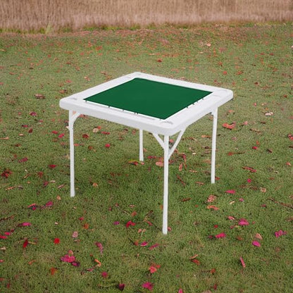 Allpop 35.4’’ Folding Mahjong Table, Square 4 Player Card Game Table with Chip Trays, Cup Holders & Green Professional Tabletop for Domino, Poker, Jigsaw Puzzles