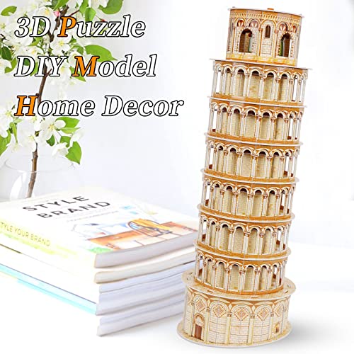 3D Puzzles for Adults & Kids, Exquisite Leaning Tower of Pisa City Large Architecture Building Model Kit, 3D Jigsaw Craft Kits STEM Educational Toys Birthday for Boys Girls Ages 10+ Home Decor, 70 PCS - style: Pisa Tower