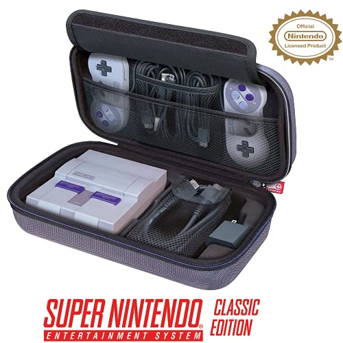 RDS - Officially Licensed Super Nintendo Classic Entertainment System Carrying Case – Protective Deluxe Travel System with Gray Ballistic Nylon Exterior