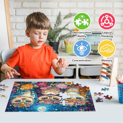 4-Pack Puzzles for Kids Ages 6-8 8-10 Year Old - Lions Horses Owls Dolphins, Large Piece Puzzles for Seniors, 100 Pieces Jigsaw Puzzles for Kids Ages 4-6, Learning Educational Toys for Boys and Girls - style: Lions Horses Owls Dolphins