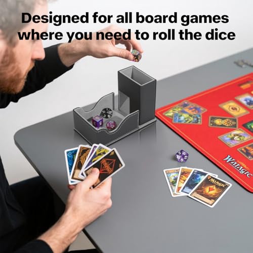Dice Tower and Tray,Foldable Portable Dice Rolling Tower,Dice Roller Accessory for Dungeons and Dragons,Classic Board Games,RPG Games,and Tabletop Games Black/Grey - color: Black/Grey