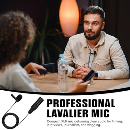 Tellegloww 4 Pack 3-pin XLR Lavalier Microphone Kit, 6.56ft/ 2m Balanced Omnidirectional Lapel Mic with Clips, Foam & Furry Windscreen, for Camera Mixer PA System Video Recording Interview