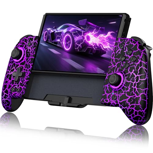 NealGamefy Switch Controllers,Wireless Switch Pro Controller for Nintendo Switch/OLED Controller,Upgrade Full-Size Ergonomic One Piece Handheld Controller with Programmable,TURBO,Vibration - color: Black-crack