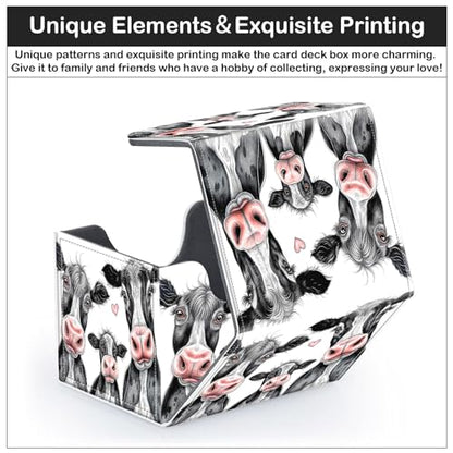 Card Deck Box for MTG Trading Cards with Magnetic Closure,Premium Card Storage Box Case Cover for TCG CCG Magic Cards,Cow Family - color: Cow Family