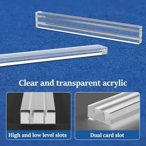 Set of 4 Clear Acrylic Playing Card Holders, Dual Groove Racks for Tabletop Cards, Playing Card Racks Stands with 2 Card Slots, Non Slip Card Deck for Bridge Canasta Strategy Card