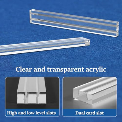 Set of 4 Clear Acrylic Playing Card Holders, Dual Groove Racks for Tabletop Cards, Playing Card Racks Stands with 2 Card Slots, Non Slip Card Deck for Bridge Canasta Strategy Card