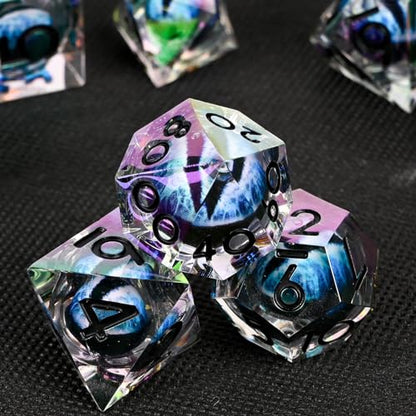 Electroplated Resin Dice Set, Resin Edge Sharp for Dungeons & Dragons RPG, MTG Board Games with Gift Box(Electroplating Blue Longan) - color: Electroplating Blue Longan