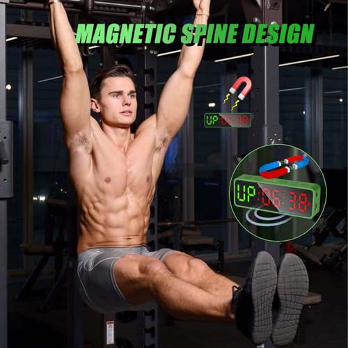 Small Gym Timer Clock Stopwatch Magnetic Workout Interval Timer, Large LED Digital Display, Home Accessories Countdown Clock for Home Gym Garage Schools (Matte Green) - color: Matte Green