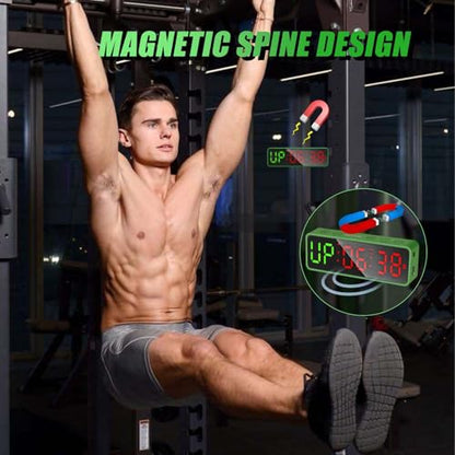 Small Gym Timer Clock Stopwatch Magnetic Workout Interval Timer, Large LED Digital Display, Home Accessories Countdown Clock for Home Gym Garage Schools (Matte Green) - color: Matte Green