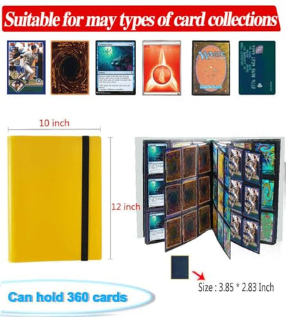 9 Pocket Trading Card Binder Holder, Collection Card Album with Sleeves, Protection Trading Cards - 20 Pages - Put up to 360 Cards (Yellow) - color: Yellow, size: 360-Pockets