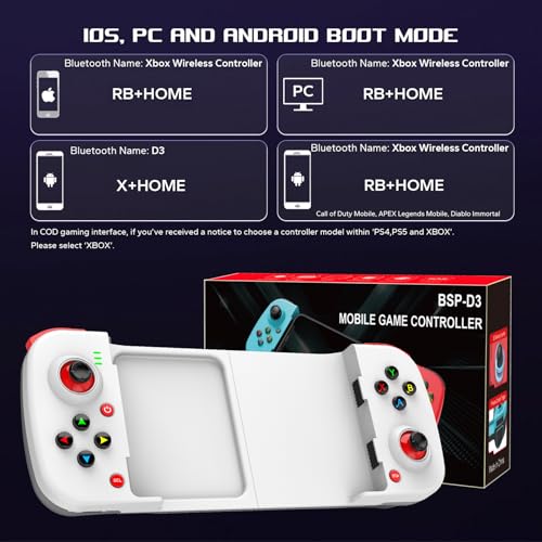 Megadream Mobile Game Controller Gamepad for iPhone iOS Android PC: Works with iPhone 16/15/14/13/12/11, iPad, Samsung Galaxy, TCL, Tablet, Call of Duty, Asphalt 8/9 - Directly Play (White) - color: White