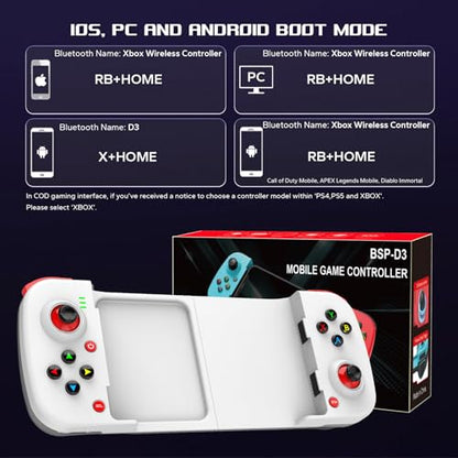 Megadream Mobile Game Controller Gamepad for iPhone iOS Android PC: Works with iPhone 16/15/14/13/12/11, iPad, Samsung Galaxy, TCL, Tablet, Call of Duty, Asphalt 8/9 - Directly Play (White) - color: White