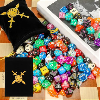 1505 Pcs Dice Sets Bulk with Drawstring Bag Polyhedral Dice Sets Multi Role Playing Table Game D4 D6 D8 D10 D% D12 D20 (Premium Style) - style: Premium Style