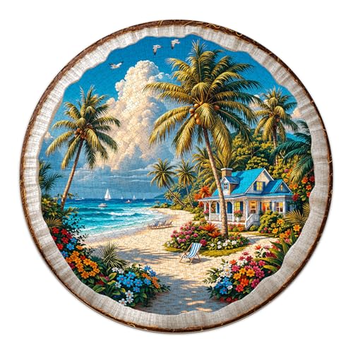 Summer Puzzles for Adults 1000 Pieces, Seaside Scenery Jigsaw Puzzles 1000 Pieces for Adults, Puzzles with Letters On Back, Challenging Family Game, 26.5 x 26.5in - color: Summer Scenery