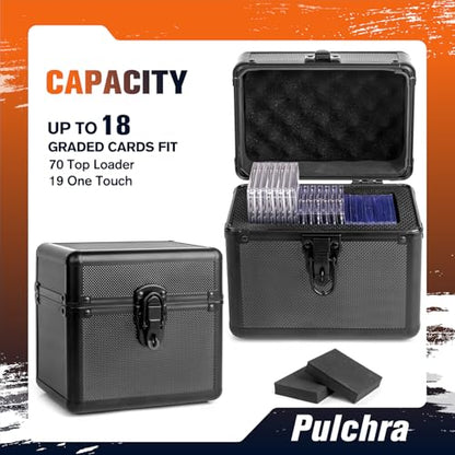 Pulchra Graded Card Storage Box, Top Loaders Case, Sports Trading Box, Slab PSA MTG CSG SGC Magnetic Holder, Carrying Collector Storage Boxes - size: Medium