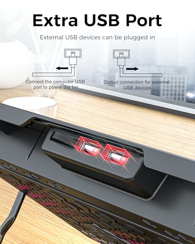 AICHESON Laptop Cooling Pad for 17.3" Notebook, Red 5 Fans - color: Red