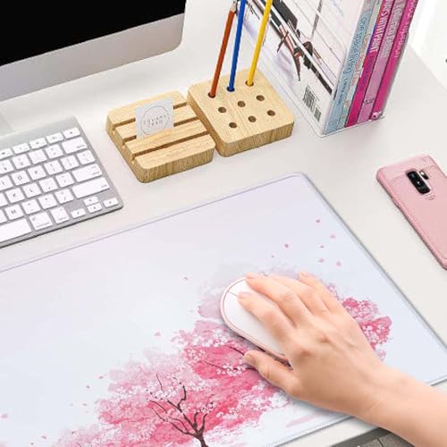 Cherry Blossom Tree Gaming Mouse Pad, Extended Large Mouse Mat Desk Pad, Big Computer Keyboard Desk Pad, Stitched Edges Mousepad, 3mm Thick Long Non-Slip Rubber Base Mice Pad, 31.5 X 11.8 Inch - color: Cherry Blossom Tree