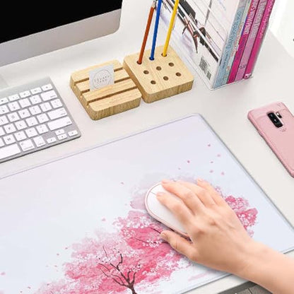 Cherry Blossom Tree Gaming Mouse Pad, Extended Large Mouse Mat Desk Pad, Big Computer Keyboard Desk Pad, Stitched Edges Mousepad, 3mm Thick Long Non-Slip Rubber Base Mice Pad, 31.5 X 11.8 Inch - color: Cherry Blossom Tree