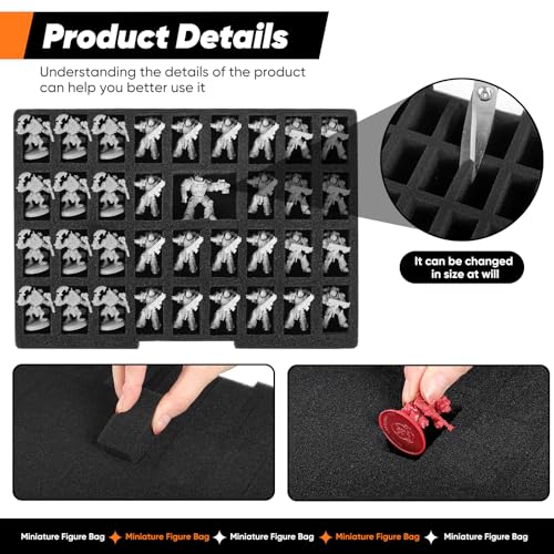 Miniature Storage Case Compatible with D&D and 40K Minature.Toys Display Bag with 3 Layers of Foam with Pre-Cut Grooves.Holds 108 Mini Figures(Case Only) (Black, 108 Slot)