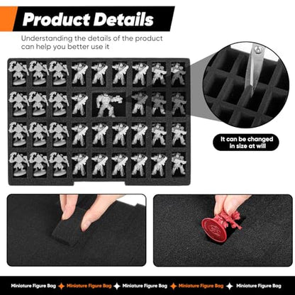 Miniature Storage Case Compatible with D&D and 40K Minature.Toys Display Bag with 3 Layers of Foam with Pre-Cut Grooves.Holds 108 Mini Figures(Case Only) (Black, 108 Slot)