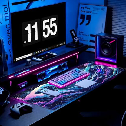 Gaming Mouse Pad, Desk Mat for Keyboard and Mouse, Large Mouse Pad for Desk, Computer Mousepad - color: Japanese Waves 2